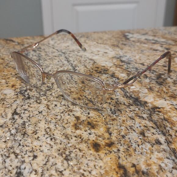 Bulova Alamosa Eyeglasses Frame Women's Rose Gold Half Rim Rectangular 52-17-135 - Picture 1 of 10